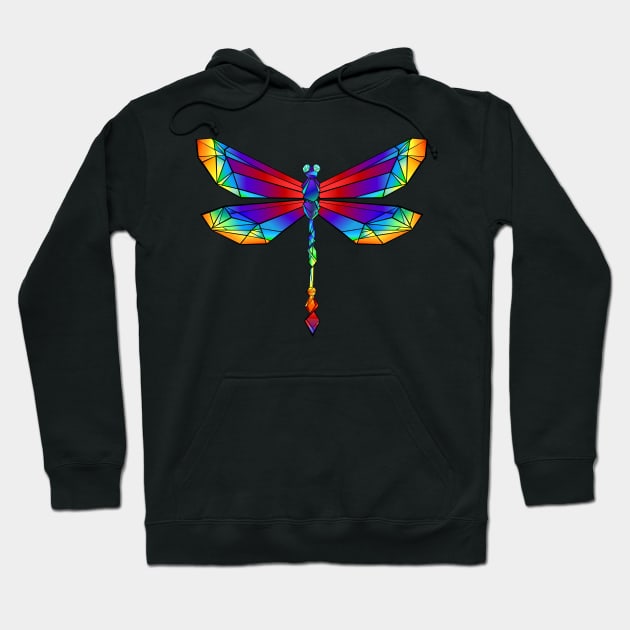Rainbow Dragonfly - Polygonal Hoodie by Fenay-Designs